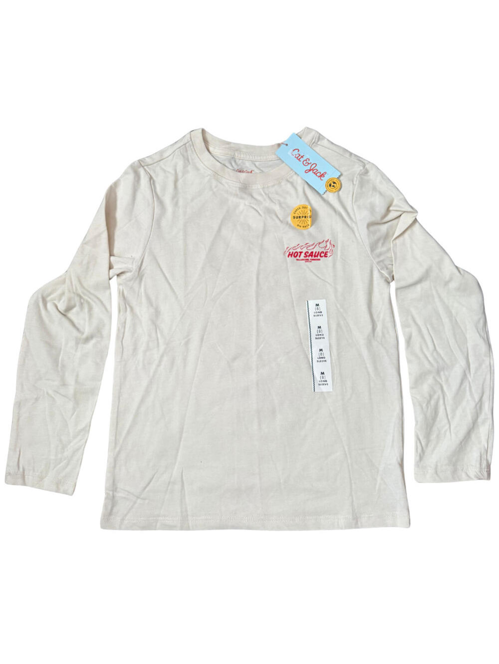 Kids Cat & Jack “Hot Sauce” Graphic Long‑Sleeve Tee – Medium (8) New